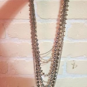 Long imitation pearl necklace